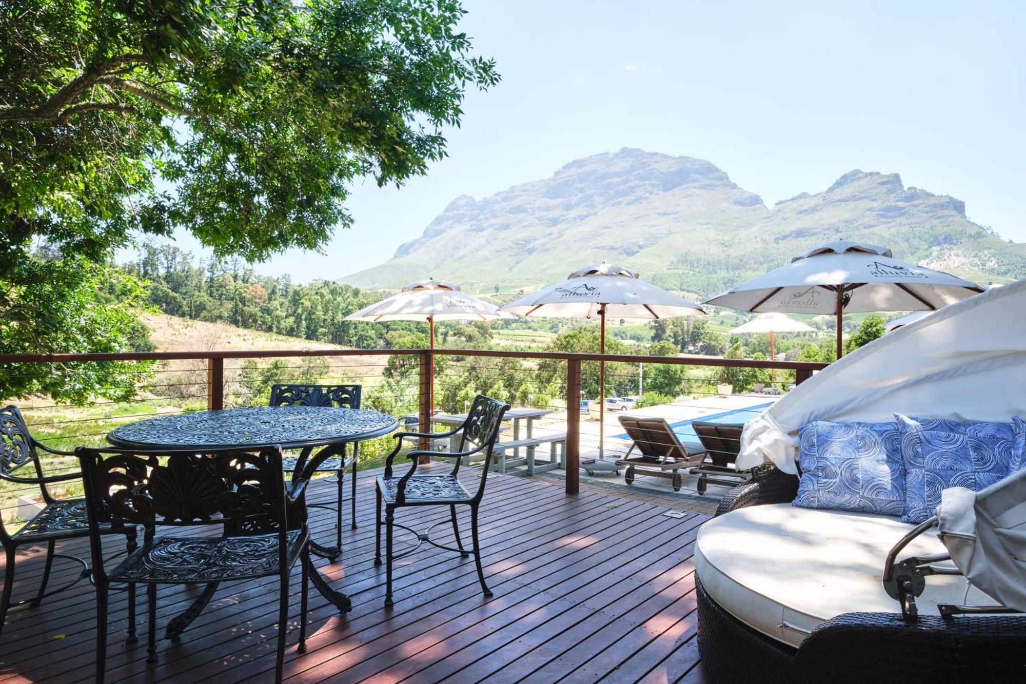 Alluvia Boutique Winery & Luxury Accommodation ステレンボッシュ 部屋 写真 View of the Hot Tub at the Spa at La Motte